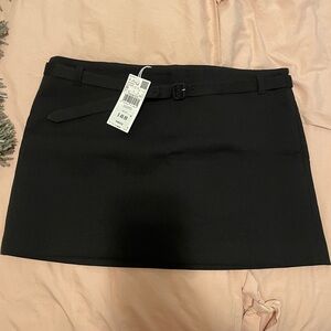 Mango Black Belted Miniskirt Size M